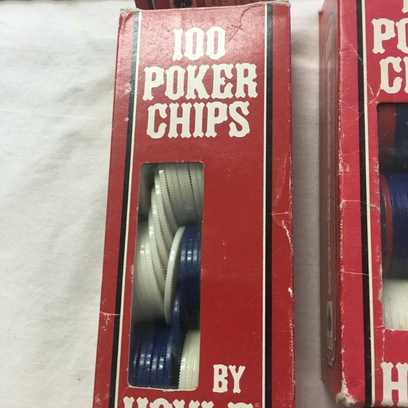#ZX4 Lot of 3 boxes of Hoyle 100 Ct Poker Chips Set Red White Blue Poker Chips - Picture 2 of 6